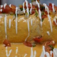 Chicken Chipotle Burrito · Grilled chicken breast, beans and rice wrapped in a flour tortilla, covered with sour cream,...