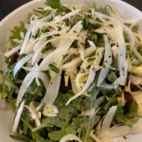Arugula Salad · Comes with endive, dried cherries, and shaved kinkead cheese.