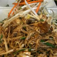 KUA MEE LAO · Laotian Pad Thai. Sweet, savory, tangy stir fried rice noodles with eggs green onions, and b...