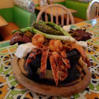 molcajete jalisco · Carne asada, Pollo asado,sauteed shirmp with onions , mushrooms, cactus, mexican cheese and ...