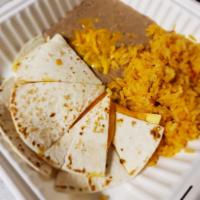 Kid's Quesadilla · Served with rice and beans.