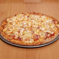 Hawaiian Pizza · Fresh pineapple, ham, blend of mozzarella, provolone cheese and our tomato sauce.