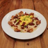 Shrimp, Eggs and Grits · Local Stone-Ground Cheese Grits, 2 Eggs, Grilled Or Blackened Shrimp, Texas Smoked Bacon.