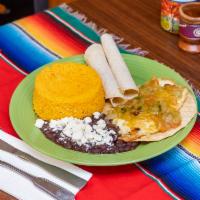 Huevos rancheros · eggs, jalapeños, tomato , onions , salsa served with rice beans and tortilla.