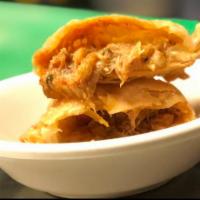 Crab empanada · Crab , onions, tomate and chile ( little )