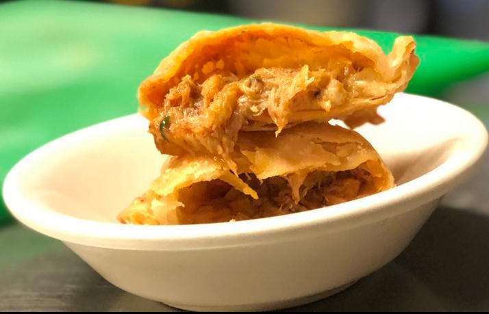Crab empanada · Crab , onions, tomate and chile ( little )