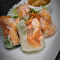 A4. Summer Rolls · 2 pieces. Rice paper rolled with choice of shrimp or tofu, green leaves lettuce, vermicelli ...