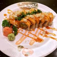 Rice Up Roll · Raw. Tempura shrimp, cream cheese, avocado, and scallion I/O with salmon, topped with seared...
