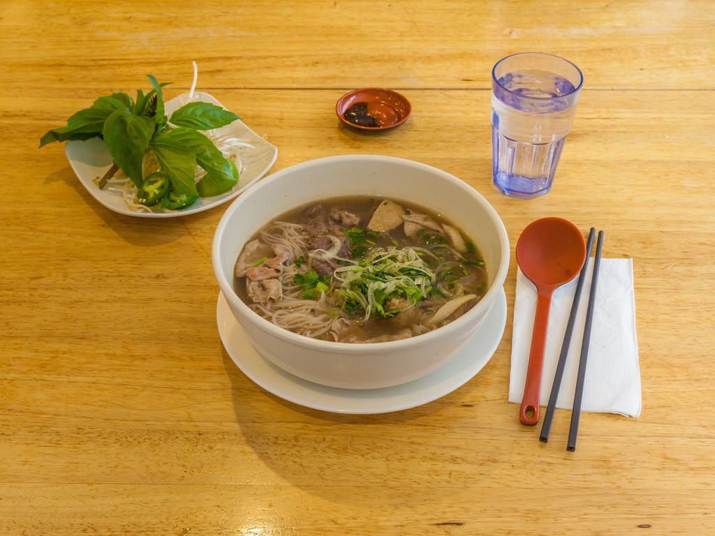 14. House Special Noodle Soup · Best seller. Pho dac biet. Rare beef, beef, beef meatball, tripe, tendon.