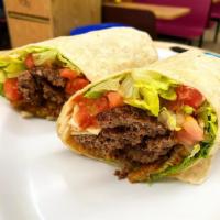 Cheese Burger Wrap · Angus steak, American cheese, fried onions, BBQ sauce, lettuce and tomato. Includes white or...