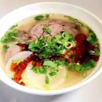 Lanzhou Beef Noodle Soup · Beef, radish, green onion, cilantro. Decoting soup with 18 different flavors from Chinese he...