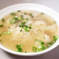 Wonton Noodle Soup · Seasend broth with filled wonton dumplings. Savory light broth with noodles.