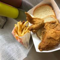 1/4 White Chicken · 1 breast and 1 wing. Served with fries, bread and coleslaw.
