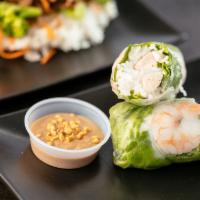 Vietnamese Spring Roll · Refreshing mix of rice noodles, vermicelli, chicken breast,
shrimp, cilantro and lettuce wr...