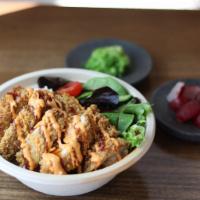 Crispy Shoyu Chicken Bowl · Features our delicious oven-baked crispy shoyu chicken with rice, crab salad, a bed of mixed...