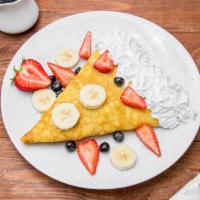USA Sweet Cream Crepe · Made to order crepe, house made sweet cream cheese, strawberries, bananas, blueberries, and ...