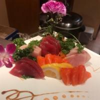 Tricolor Sashimi · 18 pcs sashimi ( 6 salmon 6 tuna 6
yellowtail)