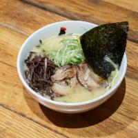 Original Chicken Paitan · Our original straight noodle in housemade Chicken Paitan Soup topped with, onions, nori, kik...