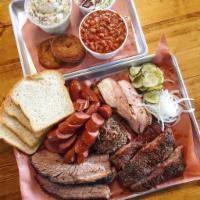 3 Meat BBQ Lunch · Your choice of 3 meats, 2 sides and bread.