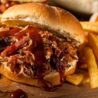 2 Meat BBQ Sandwich Meal · your choice of 2 meats inside of a toasted bun. Includes side and drink.