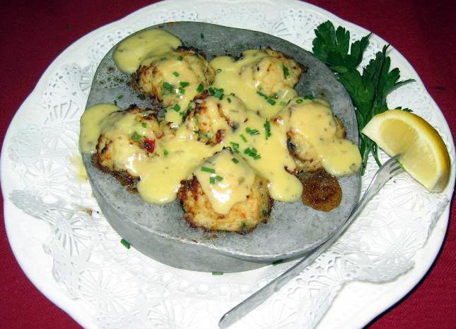 Crab Stuffed Mushrooms Lunch · Button mushrooms stuffed with crab meat, topped with hollandaise sauce.