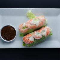 2 Piece Fresh Shrimp Summer Rolls · Mint, cilantro, lettuce, vermicelli and peanut sauce. Negetarian available - tofu.