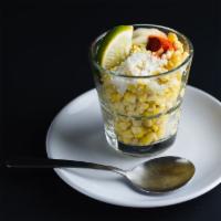 Esquites · Grilled corn off the cob with mayo,cheese and spices