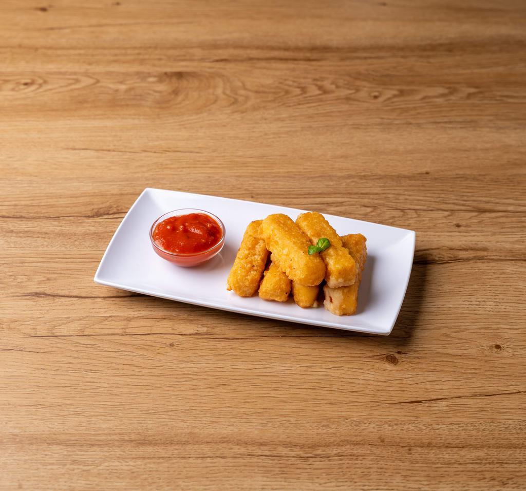 Mozzarella Sticks · 6 pieces. Mozzarella cheese that has been coated and fried. 