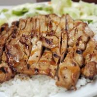 Chicken Teriyaki · A Charburger classic! Our famous grilled teriyaki chicken on a bed of steamed white rice and...