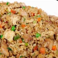 Chicken Fried Rice · A tasty medley diced teriyaki chicken, peas and carrots. Goes great with a order of egg rolls.
