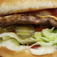 1/4 lb. Charburger · 1/4 lb. beef patty with lettuce, pickle, tomato and homemade Thousand Island dressing.