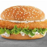 Fish Sandwich · Deep fried fish filets, lettuce, tomato and tartar sauce served on a toasted sesame seed bun.