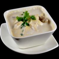 Tom Ka Soup · A rich spicy lemongrass and coconut milk soup. A delicious blend of galangal and mushroom. M...