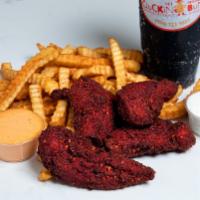 Tender Clucker · Four hand breaded Nashville style chicken tenders with spicy aioli and ranch on the side

• ...