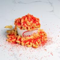 Mac & Cheese · Macaroni with our house-made 6 cheese blend, topped with Cheeto flakes