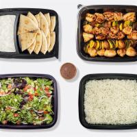 Family Meal for 4 · Your choice of 4 kabobs served with 2 veggie kabobs, rice, salad, pita and choice of hummus ...
