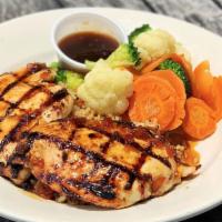 Jameson Glazed Chicken · 6 oz. chicken breast smothered in Jameson sauce and served with rice pilaf and fresh mixed v...