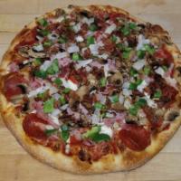 Special Pizza · Cheese, pepperoni, ham, green pepper, onion, mushroom and bacon.