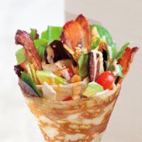 6. Eight Turn's Famous B.L.T Crepe · Thick-cut smoked applewood bacon, lettuce, mixed greens, cherry tomatoes, avocado, shallots,...