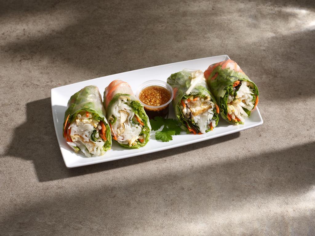 Freshly Rolls · Carrot, basil leaf, lettuce, rice noodles, tofu, and bean sprouts wrapped in rice paper.