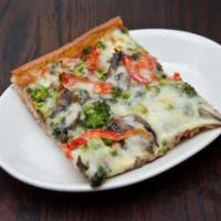 Vegetali Pizza · Fresh sauteed broccoli, spinach, mushrooms, oven roasted peppers, mozzarella and a tomato an...