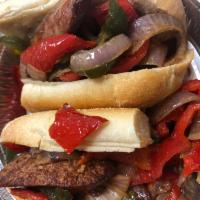 Sausage and Peppers · Served with choice of side.