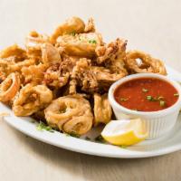 Golden Fried Calamari · Served with choice of side.