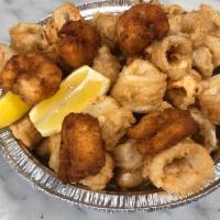 Golden Fried Calamari with Fried Shrimp · Served with choice of side.