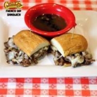 French Dip Sandwich · Shaved ribeye topped with provolone cheese. Served with au jus.