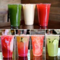 Aguas Fresca · Made with real fruit! Mix & match up to 3 flavors!