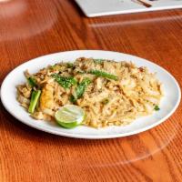 65. Pad Thai Noodles with Choice of Protein · Taste of Thailand- sweet and spicy rice vermicelli with sauteed chicken or shrimp or tofu se...