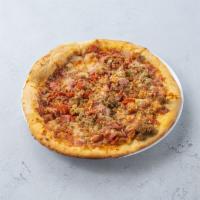 Chopped Meat Pizza · Our Cheese Pizza topped with a mix of chopped Pepperoni, Salami, Canadian Bacon, Italian Sau...