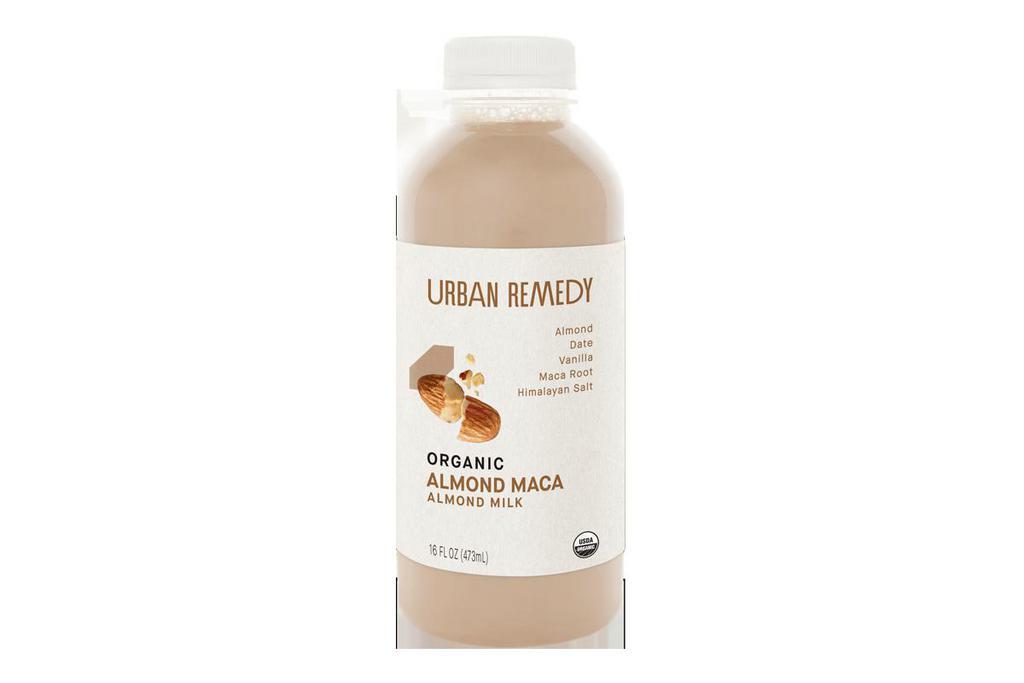 16 oz.  Almond Maca Nut Milk · A heavenly, creamy almond milk packed with healthy fats and protein. Dates are mixed into this dairy-free blend of organic almonds, vanilla, Maca root for a touch of sweetness, perfectly balanced by mineral-rich, Himalayan pink salt. Enjoy it alone or in your favorite coffee.