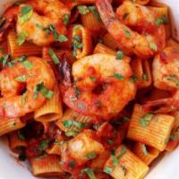 Shrimp Fra Diavolo · Shrimp tossed in a spicy tomato sauce served over rigatoni.